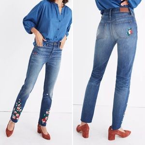 Madewell Slim BoyJean Embroidered Floral Jeans 27
